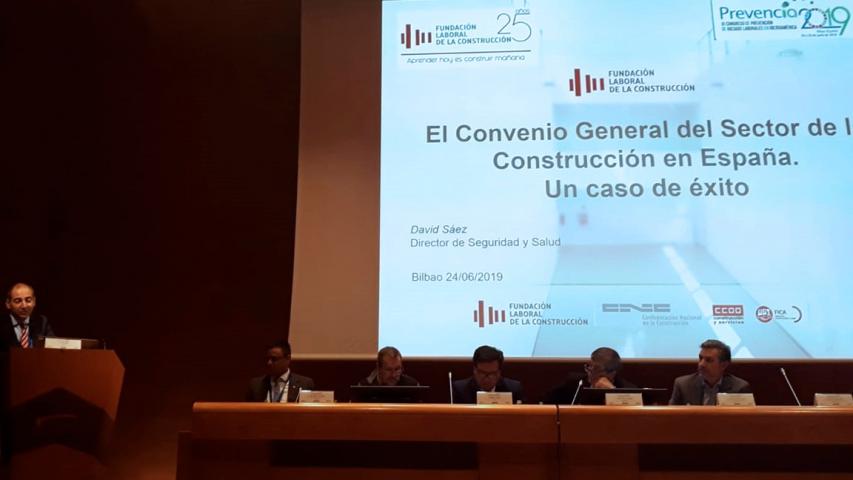 Instante durante la intervención del director de Seguridad y Salud de la Fundación Laboral, David Sáez.