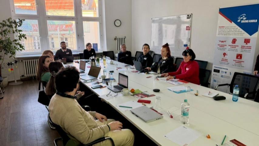 A moment during the kick-off meeting of the 'Drone4Build' project in Berlin, Germany.
