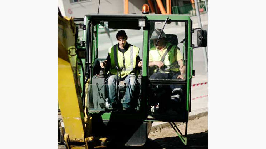 Alumnos del FP de maquinaria de la Fundaci&oacute;n en Navarra. 

