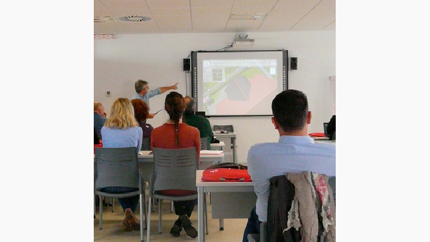 Durante la presentaci&oacute;n de la  App  AR.Key, ayer en la sede de la Fundaci&oacute;n en Madrid. 
